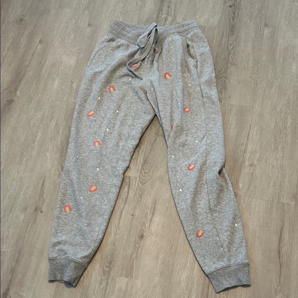 Old Navy Gray Kids Joggers with Rainbow Details